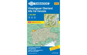 Mountainbike Touring / Mountainbike Maps Tabacco-Karte 043, Vinschgauer Oberland/Alta Val Venosta 1:25.000 Tabacco