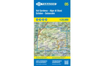 Radkarten Italien Tabacco-Karte 05, Gröden, Seiseralm 1:25.000 Tabacco