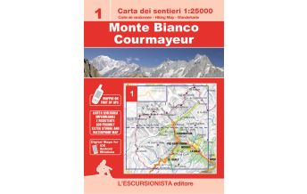 Wanderkarten Italien Escursionista-Karte 1, Monte Bianco/Mont Blanc, Courmayeur 1:25.000 L'Escursionista