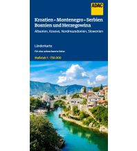 Road Maps Croatia ADAC Länderkarte Kroatien, Montenegro, Serbien, Bosnien und Herzegowina 1:750.000 ADAC Verlag