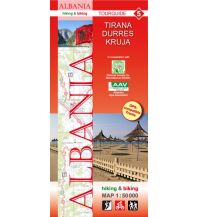 Hiking Maps Balkans Albania hiking & biking Map 5, Tirana, Durrës, Kruja 1:50.000 Huber Verlag